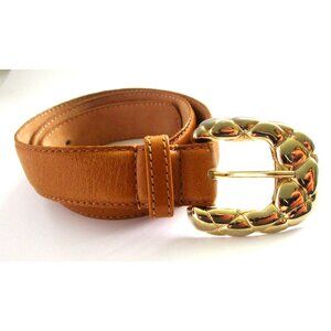 Morgan Taylor Genuine Leather Orange/Light Brown Belt - Women Size Small 24-28"